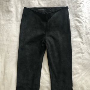 Charcoal Gray Suede Leather Leggings by DROMe